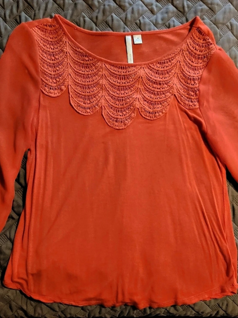 Lauren Conrad light top, orange, size M. Sheer 3/4 sleeves. Good condition.